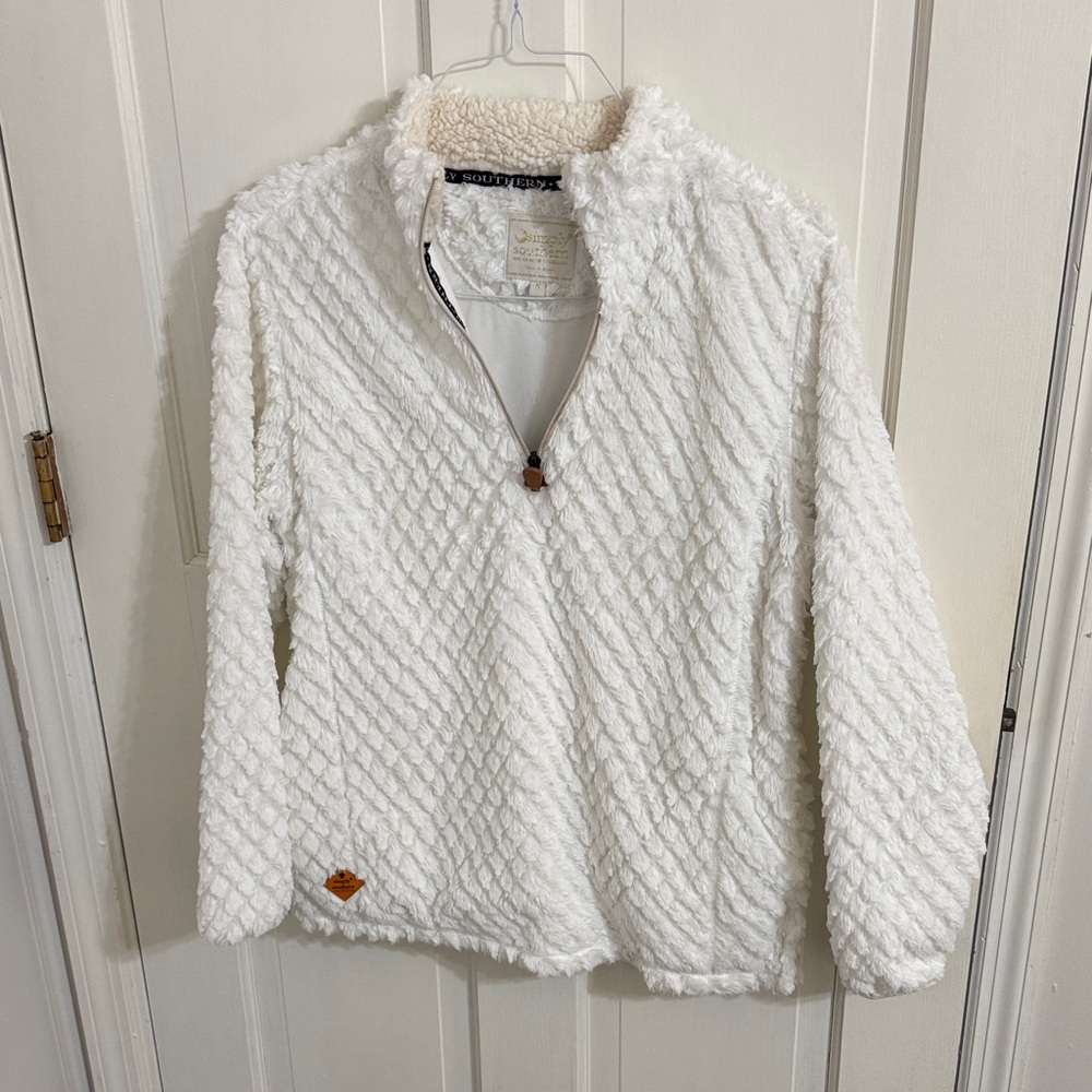 Simply Southern Cream Textured Quarter Zip Pullover